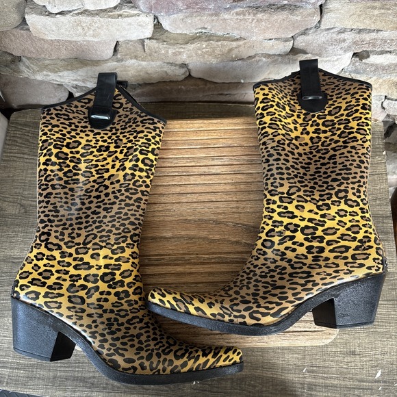 Corkys Women's Western Cowboy Rain Boots Size 5 Leopard Print - Picture 6 of 12